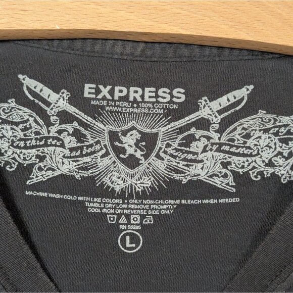 VTG Express T-Shirt Y2K Affliction Style Grunge Men's L Patches Cotton - Picture 4 of 4